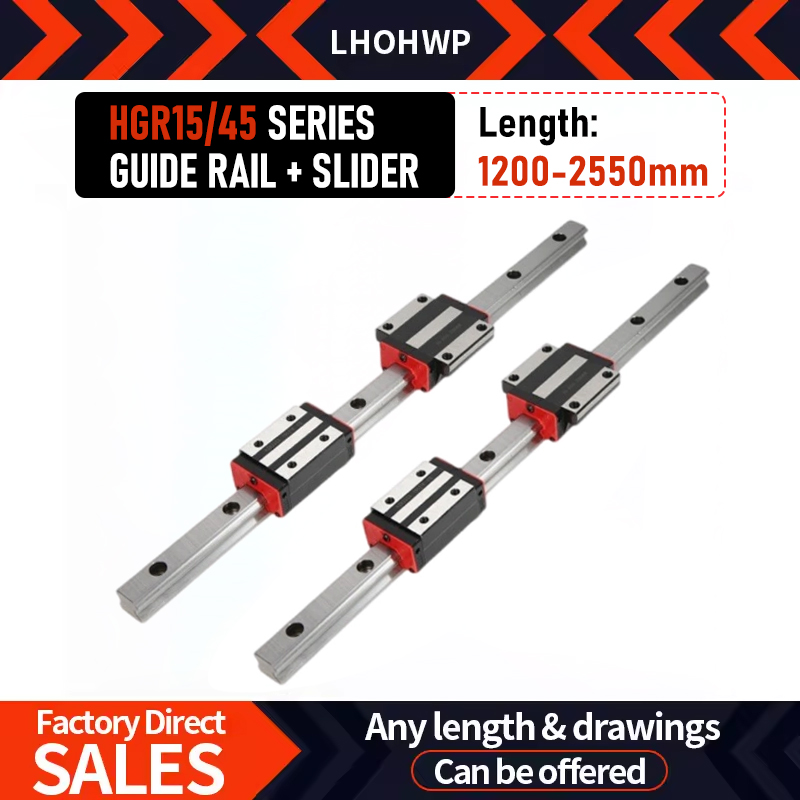 1/2PCS Linear Rail Guide HGR15/45+1/2/4PCS HGH15/45CA HGW15/45CC Linear Narrow/Flange Carriges Sliding Block Cnc Parts