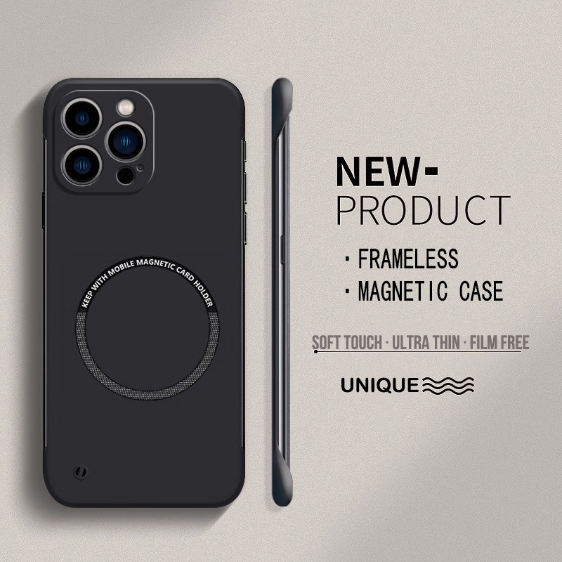 Casing ponsel magnetik tanpa bingkai PC keras baru, casing penutup tipis Matte Magsafe untuk iPhone 16 15 14 Pro Max 13 12 Pro Mini 16 15 14 Plus