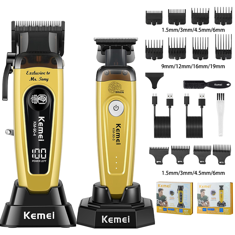 Tagliacapelli KEMEI per Uomo, Clipper Professionale Senza Fili, Regolabarba, Kit per Barbiere, Macchina per Taglio Capelli, 11.501 RPM