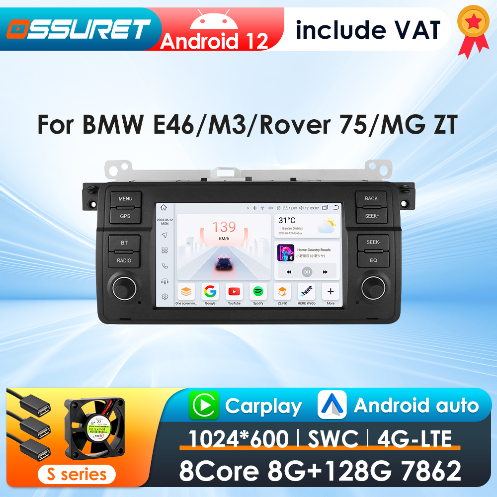 2Din Android 12 CarPlay Android Auto Radio Voor BMW E46 M3 318/320/325/330/335 Rover 75 Coupe Auto Multimedia GPS 4G autoradio