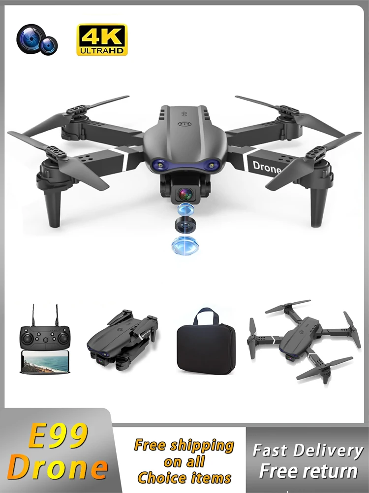E99 พับ Drone Quadcopter รีโมทคอนโทรลจับเครื่องบินสี่แกน HD 4K การถ่ายภาพ UAV ระดับความสูง Fixation