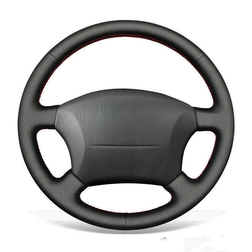 Protector para volante de coche antideslizante de cuero Artificial negro para Toyota Land Cruiser Prado 1996-2002 accesorios para coche