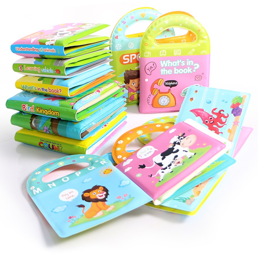 Libro de baño de agua, juguete de baño, juguetes flotantes cognitivos para natación para bebé, libro de baño de 10 temas, juguete deportivo de aprendizaje para contar animales
