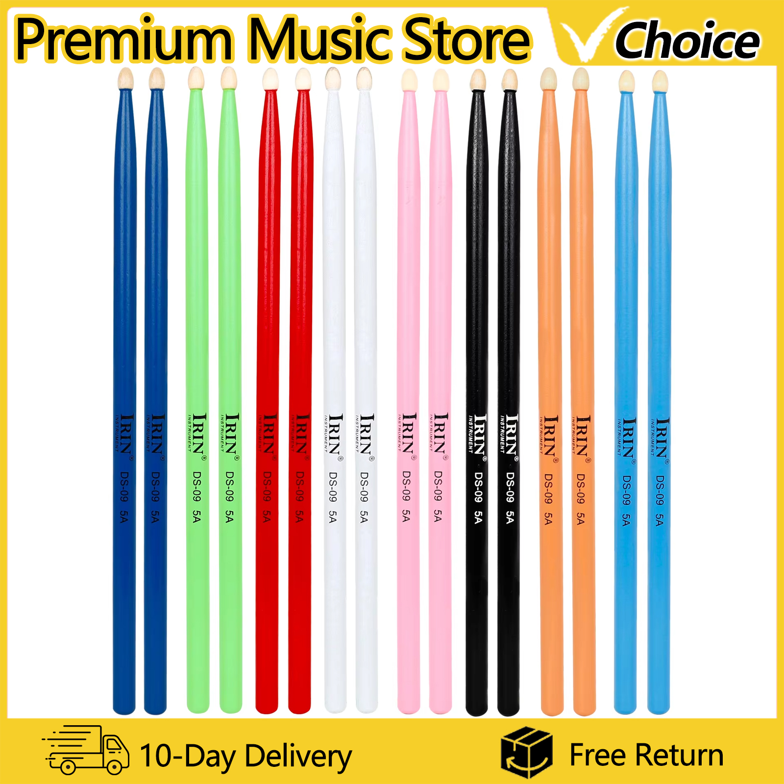 IRIN 5A Drumstick Esdoorn Drumstokken DS-09 Veelkleurige Drum Hamers Professionele Percussie Muziekinstrument Accessoires Onderdelen