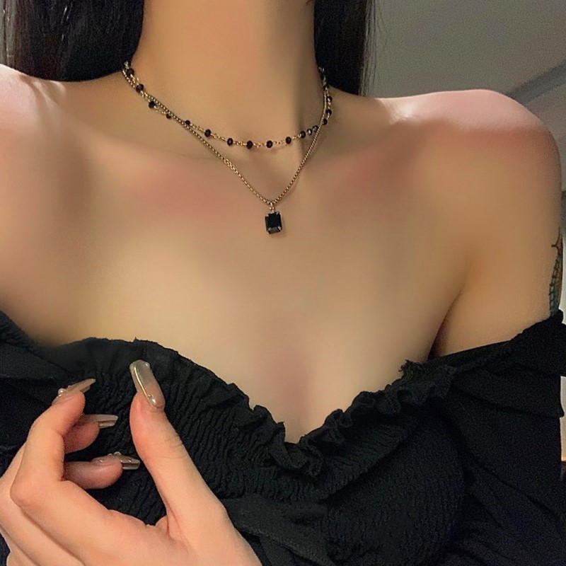 Choker naszyjnik dla kobiet dwuwarstwowy naszyjnik z koralików prezent dla przyjaciela kolor srebrny geometryczny naszyjnik hurtownia kołnierz biżuteria