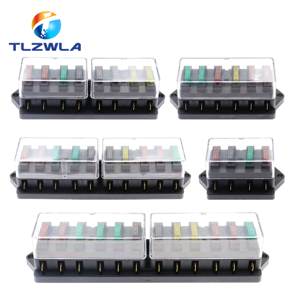 Caja de fusibles para coche de 4/6/8/12 vías, portafusibles para coche, camión, caja de fusibles de cuchilla automática con fusibles 4/6/8/12 para circuito estándar ATO de 12V 24V