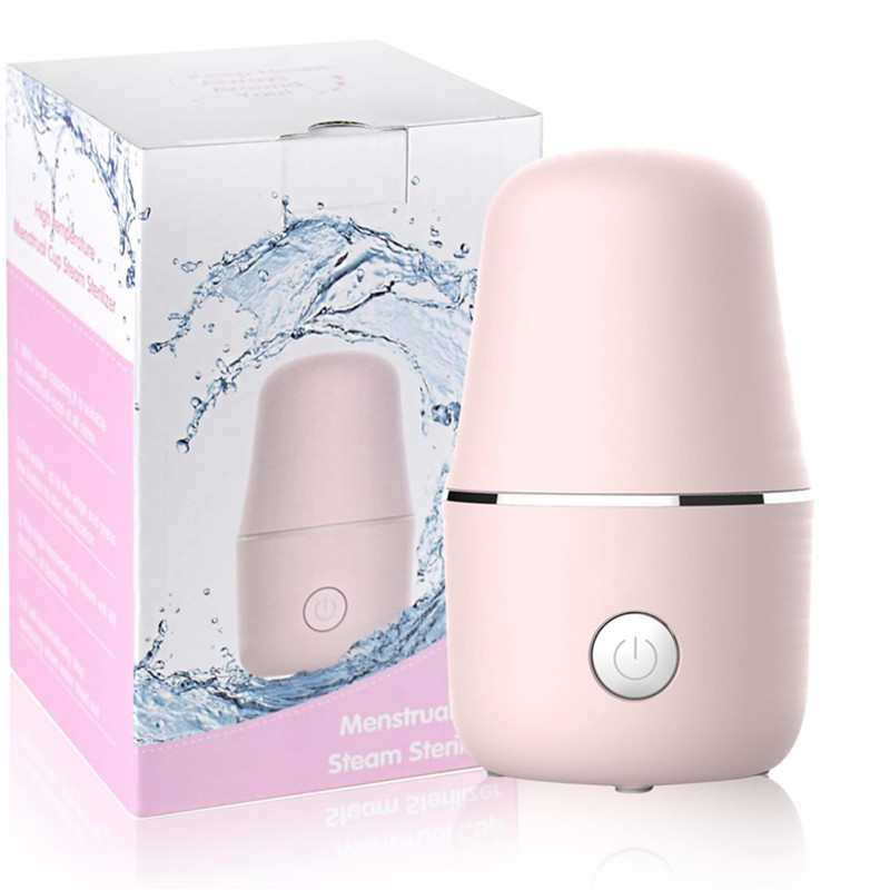 Esterilizador de copa menstrual Limpiador de vapor de copa menstrual 3 en 1 para limpia, seca y almacena tu copa de período