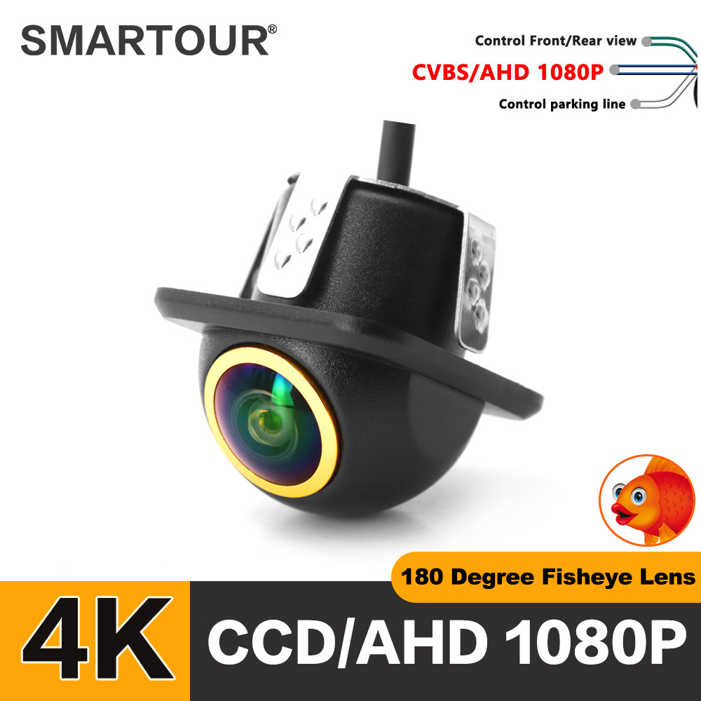 Cámara de visión trasera Smartour 4K AHD CVBS CCD con lente ojo de pez, AHD 1080p, visión nocturna, impermeable, para monitor de marcha atrás.