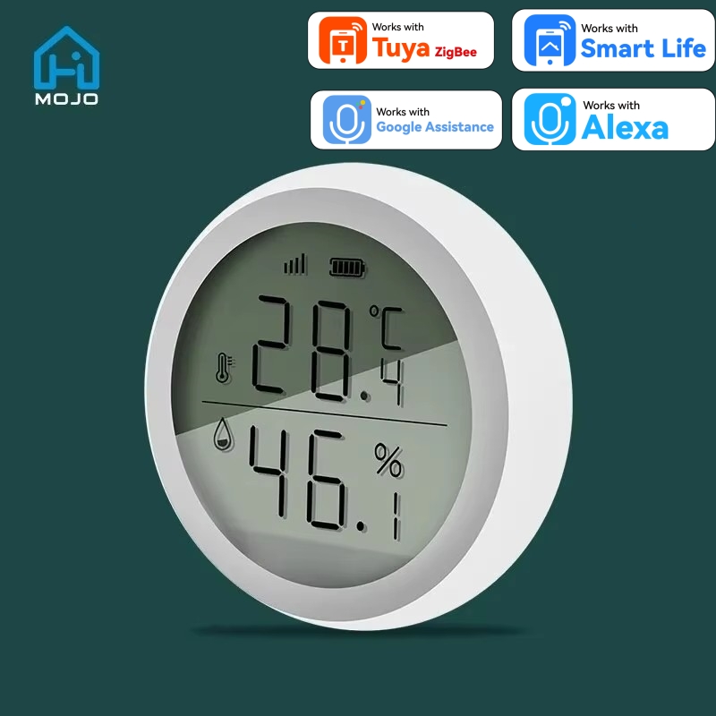 ZigBee Thermometer Home Indoor Temperature And Humidity Sensor With LCD Display for Tuya Smart Alexa Google Voice Sync from App