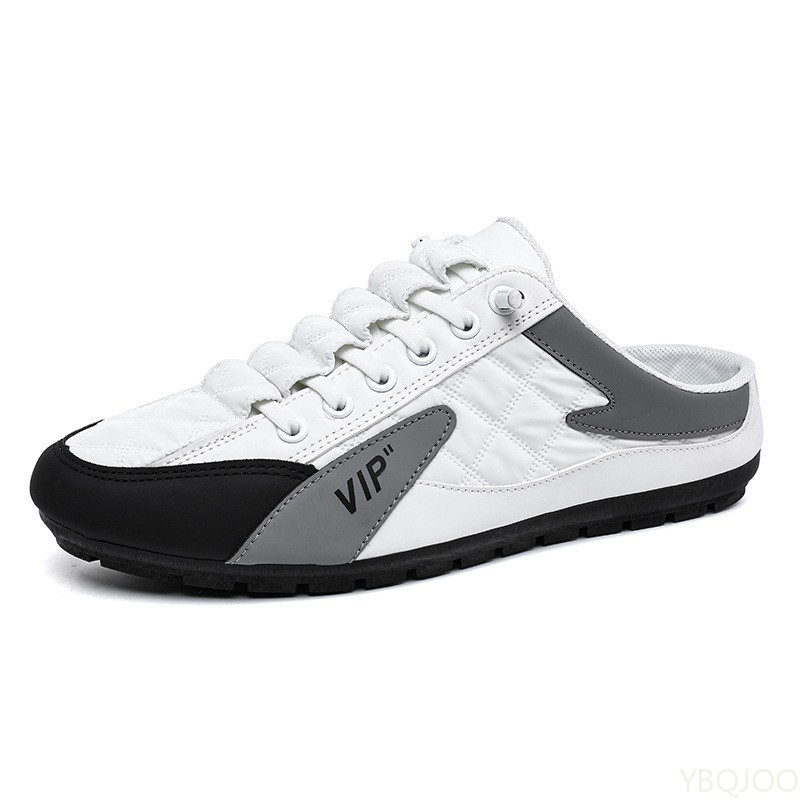 Moda Primavera e Outono 2025, Novos Sapatos Planos Versáteis e Elegantes para Homens, com Solado Antiderrapante e Design Meio Dragado