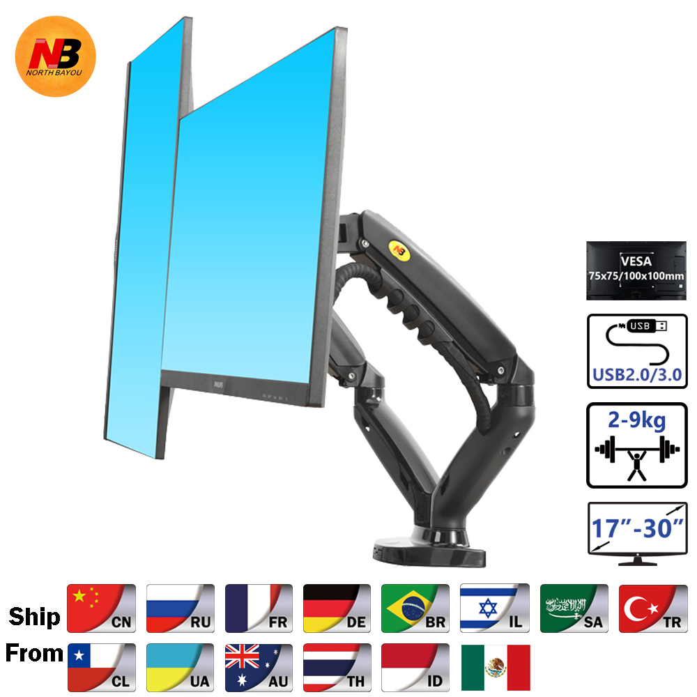 Supporto NB F160 Supporto per monitor a doppio braccio a movimento completo Staffa di montaggio da 17-30 pollici Carico 2-9 kg ciascuno
