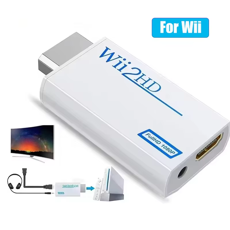 Full HD HDMI-Compatible Adapter For Wii Console Converter with 3.5mm Jack Audio Video Cable 720P For PC HDTV Monitor Display