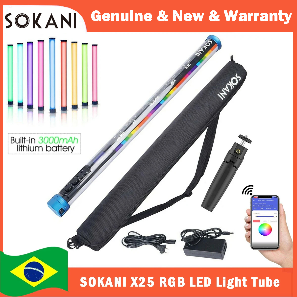 Sokani X25 Lumière vidéo LED RVB X25, déterminer le anciers de baguette de tube, éclairage de photographie CTT, 3000mAh, Tiktok prometteur