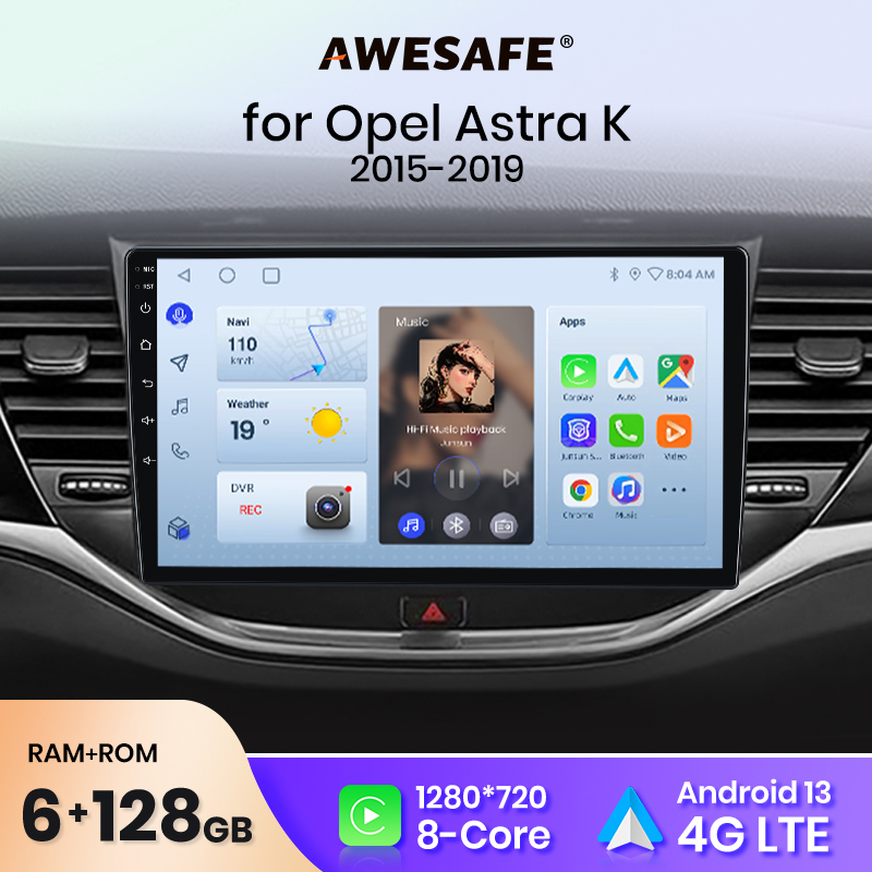 Bezprzewodowe radio CarPlay Androidauto Android 13 AWESAFE dla opla Astry K 2015-2019 Nawigacja GPS Stereo Inteligentne systemy samochodowe
