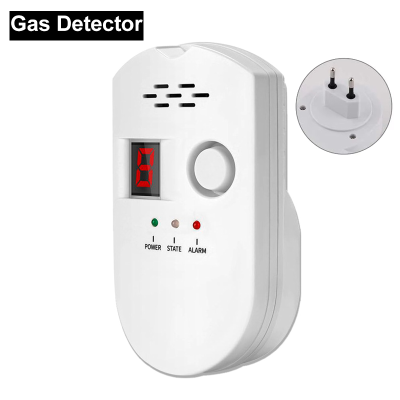 Digital Natural Gas Detector Sound 85dB High Sensitive Home Gas Alarm Combustible Gas Leak Monitor for Home Kitchen（EU Plug） ﻿