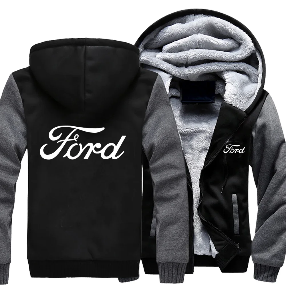 Neue Herrenjacke mit FORD-Autologo für den Winter, lässiger Reißverschluss, verdicktes Sweatshirt, modische Kleidung