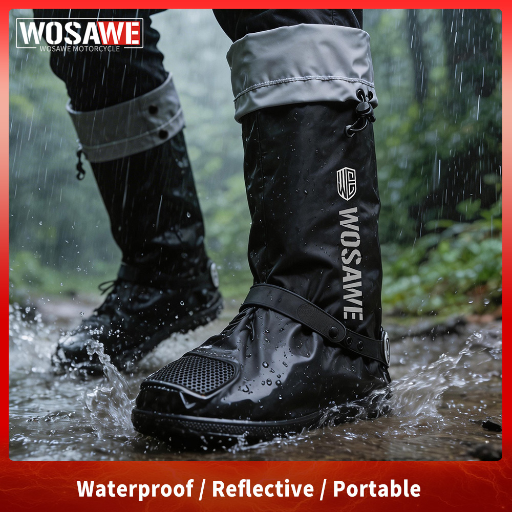 WOSAWE Copriscarpe Impermeabili Unisex, Coperture Riutilizzabili per Moto e Bicicletta, Protezione Antipioggia per Scarpe e Stivali da Esterno