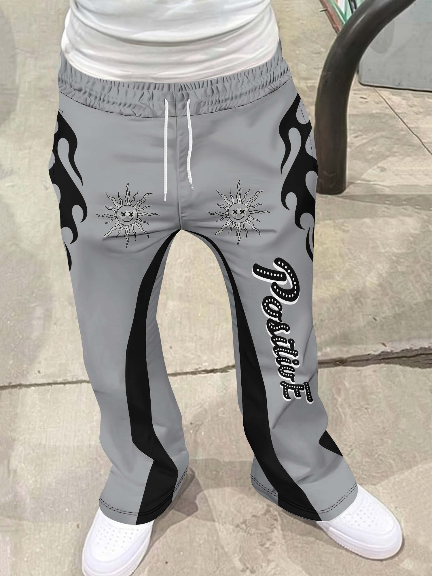 Spodnie męskie Y2K z rozszerzanymi nogawkami, luźne spodnie z nadrukiem 3D, codzienne spodnie dresowe, sportowe spodnie damskie z średnim stanem, odzież streetwear, hip hop, spodnie vintage.