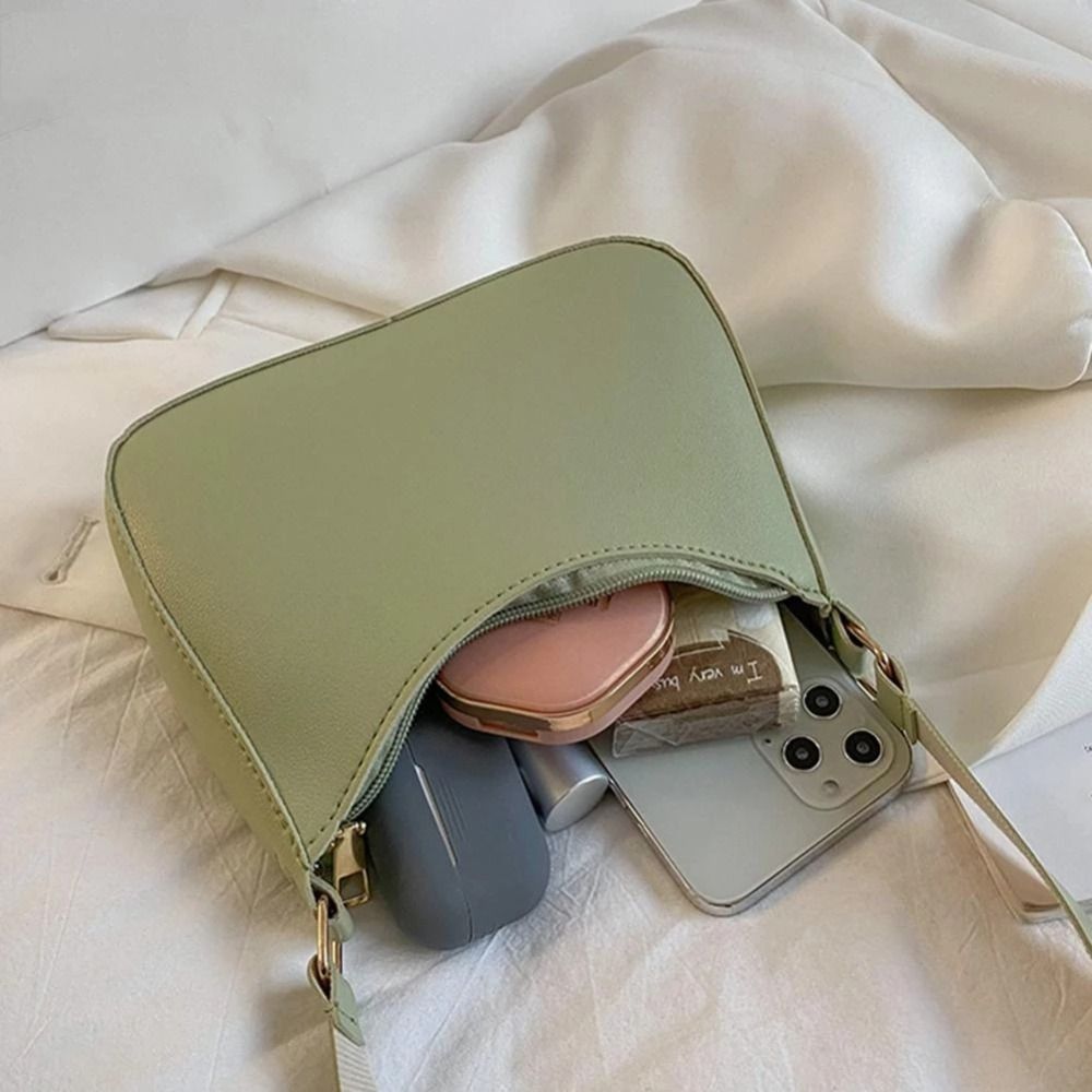 Bolsos de moda Retro para mujer, bolso de hombro de cuero PU de Color sólido, bolsos casuales Hobos
