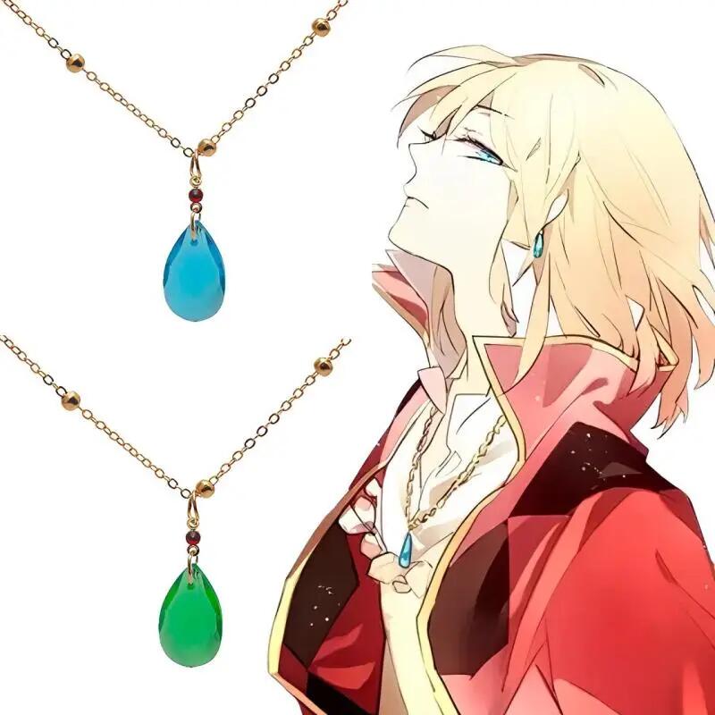 Anime Cosplay Howl s château mobile pendentif collier cristal goutte d'eau clavicule chaîne collier accessoire accessoires Fans cadeaux