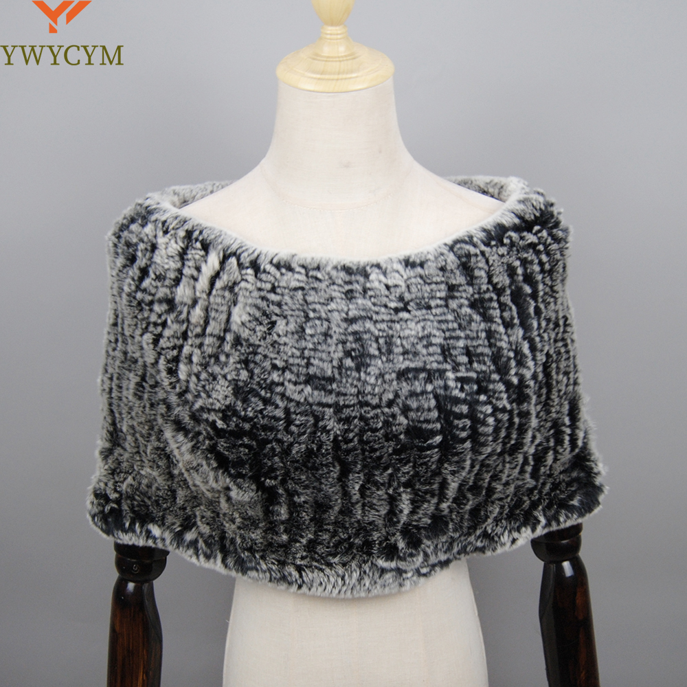 Offre spéciale femmes réel Rex fourrure de lapin châle naturel réel tricoté réel Rex fourrure de lapin Poncho écharpe automne hiver fourrure de lapin Pashmina