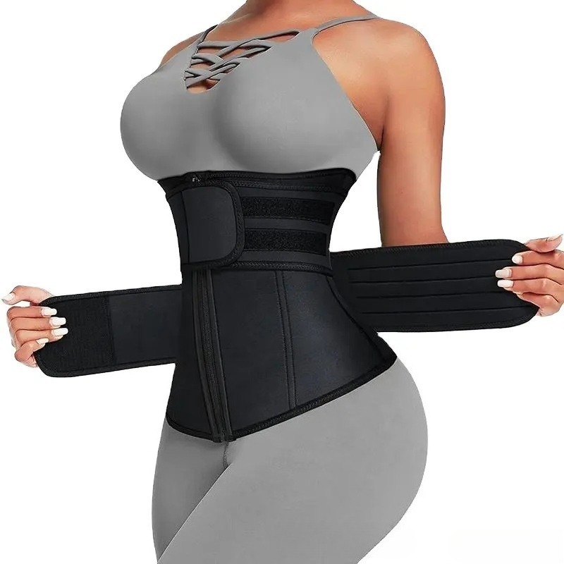Cintura trainer cinto duplo apoio lombar feminino zíper ajustável quente yoga suor emagrecimento pós-parto shapewear multi-tamanho