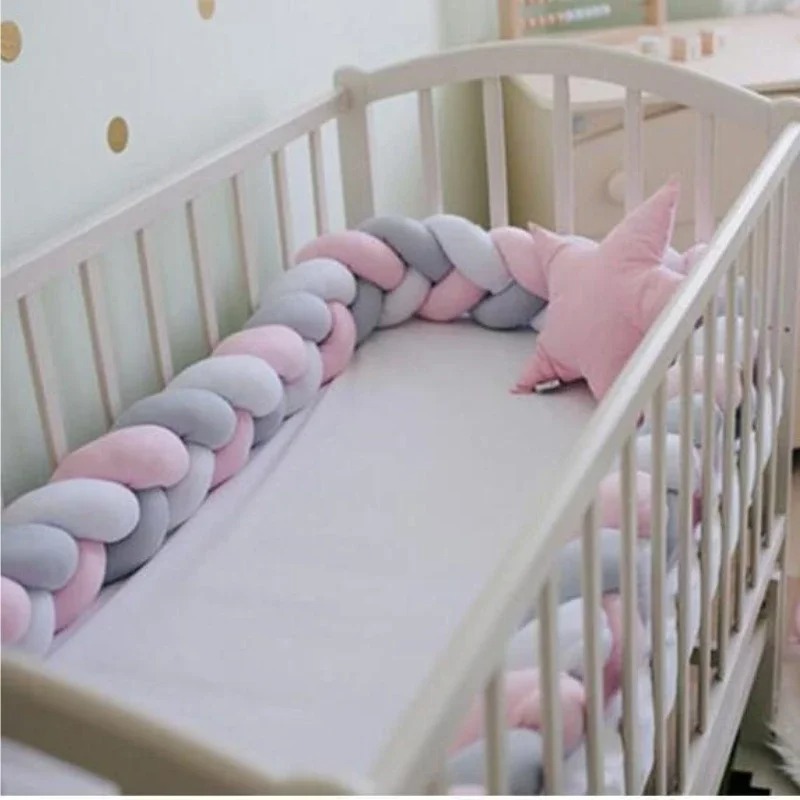 1M/2M/3M/4M knoop Gevlochten Bumper Babybedje Cot Protector Pluche Kussen Kussen Wieg Anti-collision Room Decor Babybed Bumper
