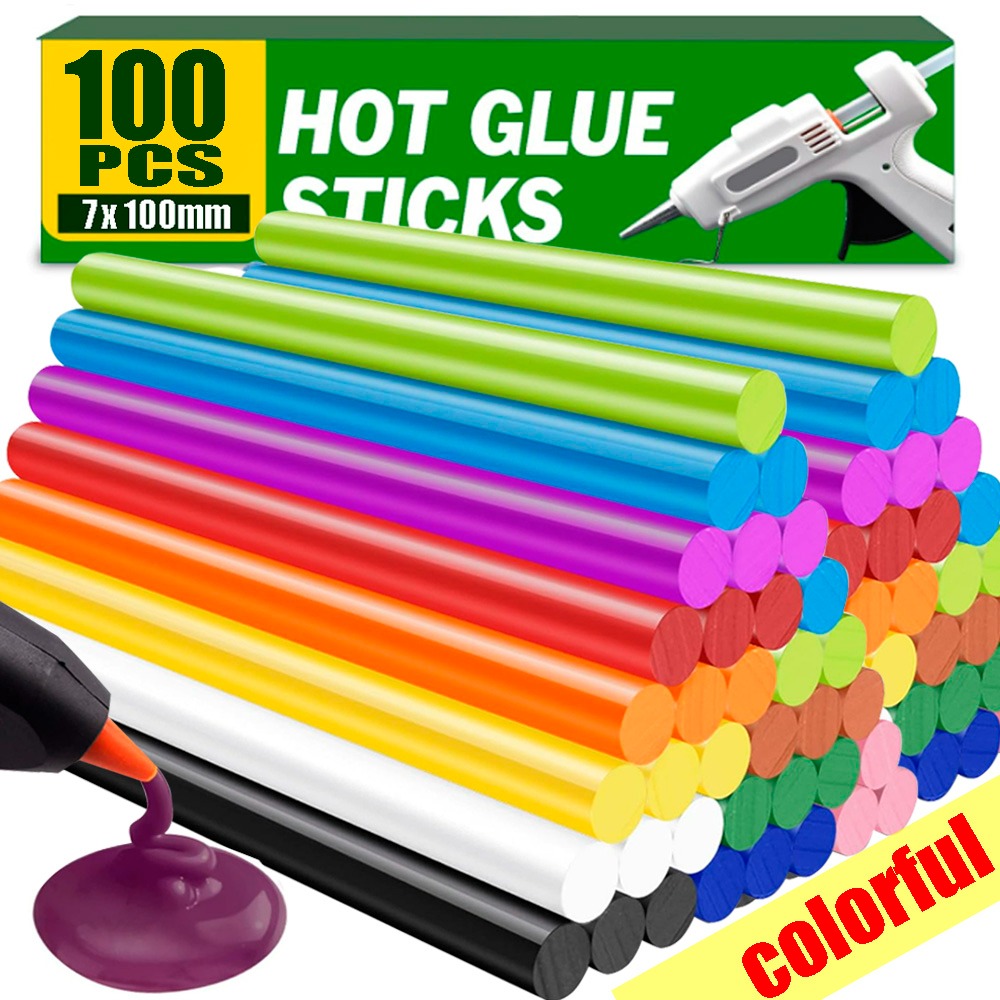 100-10Pcs Multicolor Hot Melt Glue Sticks Strong Viscosity Glue Paintless Repair Strip Hot Melt Glue Gun DIY Repair Tool 7*100MM
