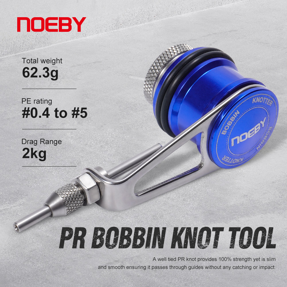 Noeby PR Bobbin Knotter GT Knob Herramienta para atar nudos de línea de pesca con marco de acero inoxidable y bobinador de aluminio, accesorio de pesca