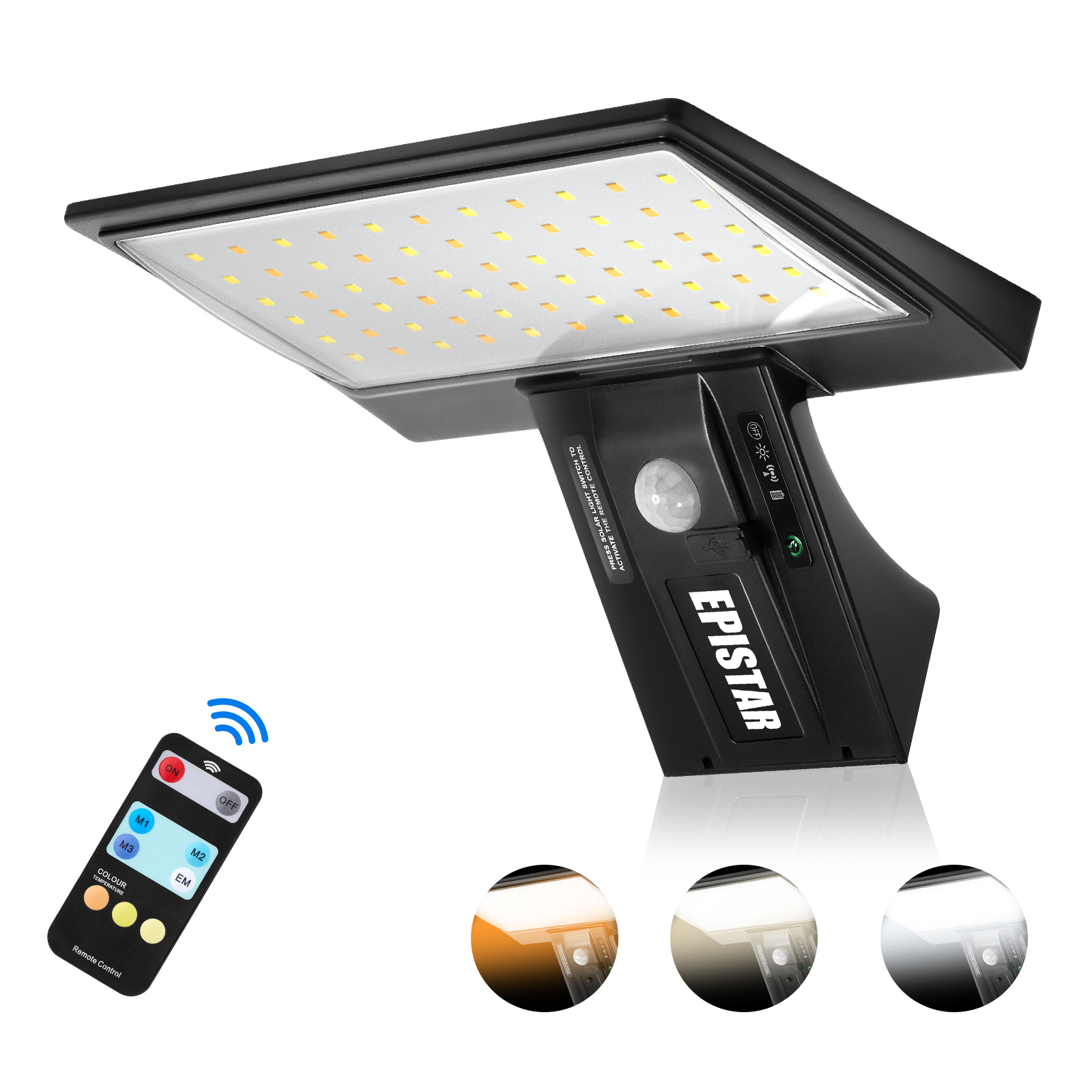Luzes solares ao ar livre sensor de movimento com controle 90led 3 cores 4 modos de segurança inundação luz à prova dwaterproof água para varanda quintal jardim