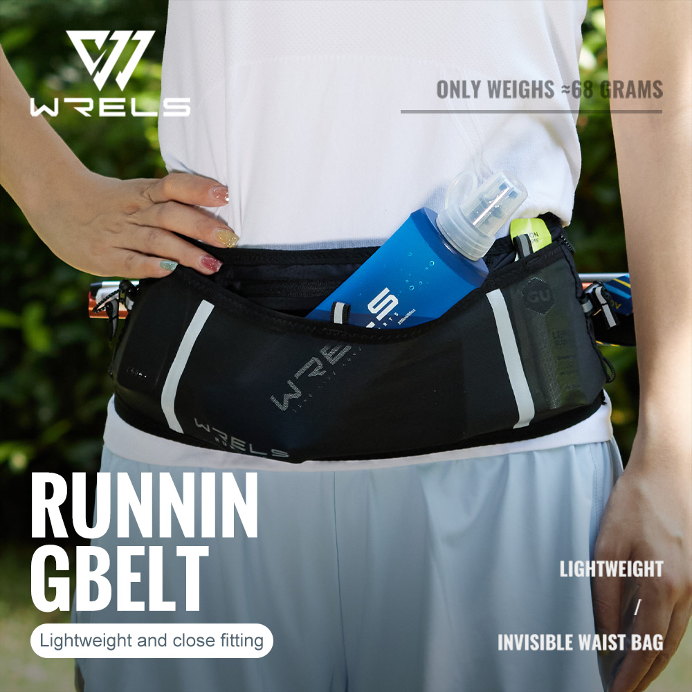 WRELS Invisible Elastic Waist Bag Unisex Waterproof Close Fitting Multi Function Fanny Pack Running Belt Marathon Cycling Bag