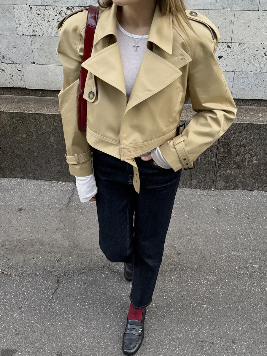 Bornladies 2026 Giacca a Vento Corta con Colletto Diviso in Stile Europeo e Americano, Adatta per un Look Casual Quotidiano