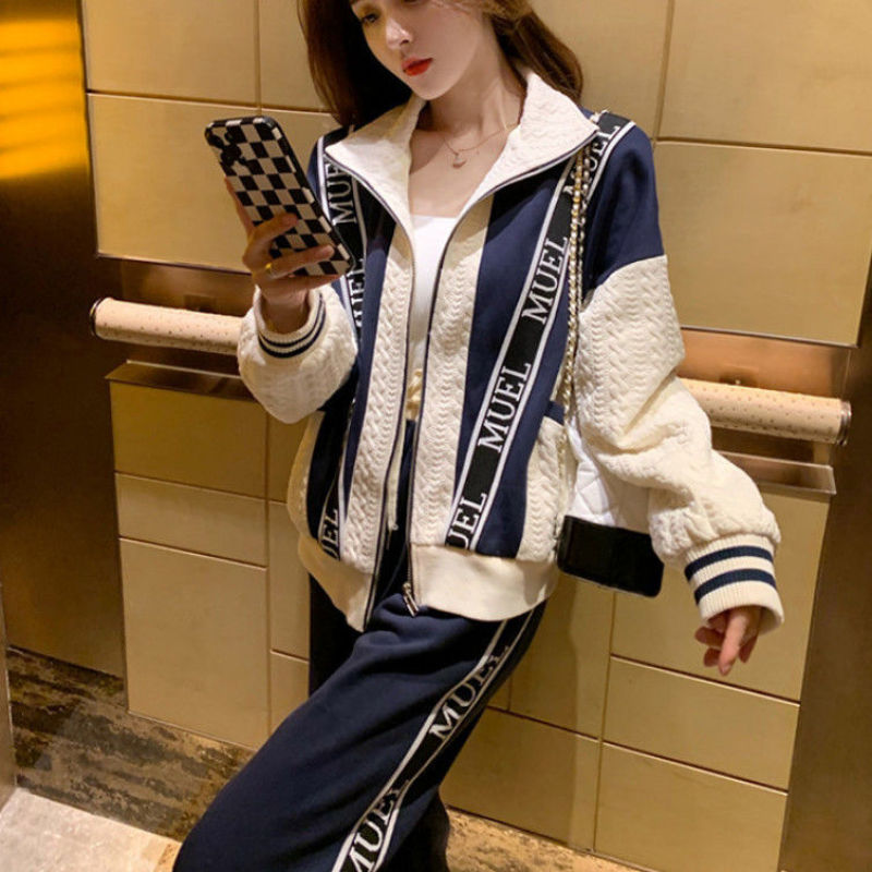 Pantaloni da donna Vestito 2025 Autunno Inverno Tuta allentata Coreano Chic Casual Cardigan Pantaloni Set a due pezzi Set coordinati femminili