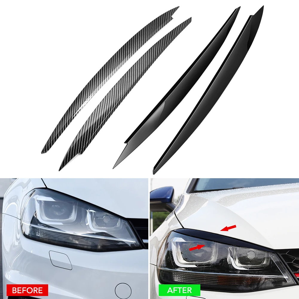 2szt. dla VW Golf 7 Vii Gti GTd R MK7 2013-2017 Osłona powieki reflektora ABS Włókno węglowe Uderzenie