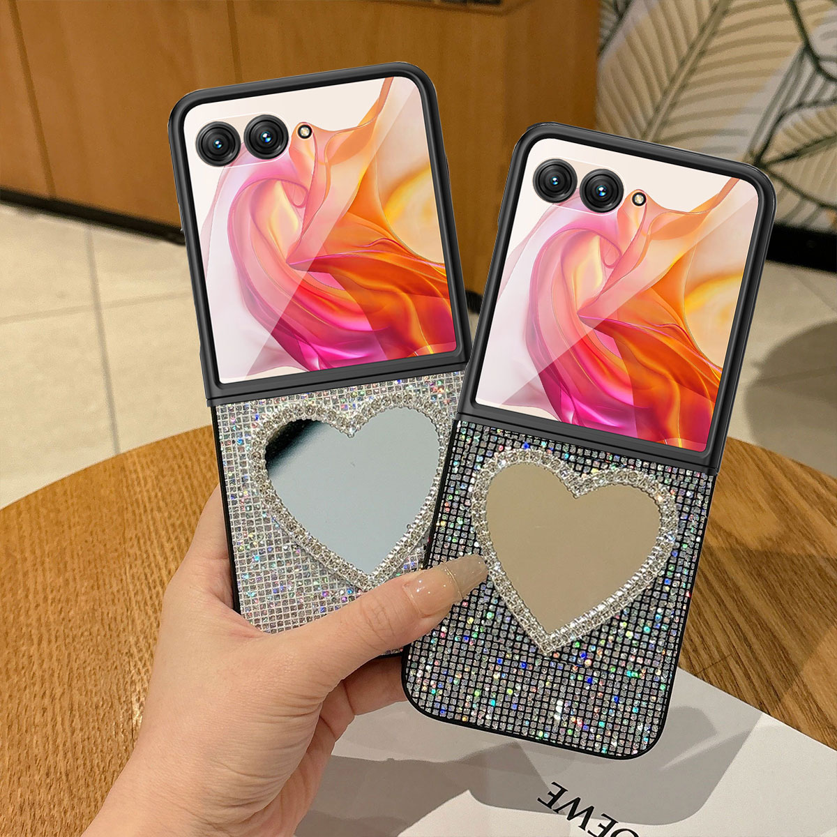 Custodia per telefono in pelle di lusso con glitter e paillettes a specchio per Motorola Razr 70 60 50 40 Ultra 2025 2026 + 2024