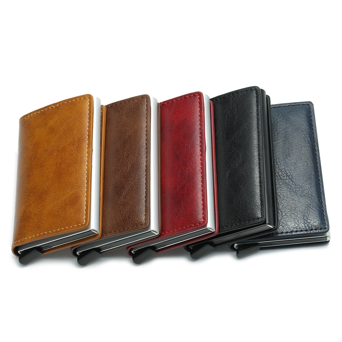 ​​Men's Carbon Fiber RFID Wallet - Slim Minimalist Card Holder with Leather Money Clip & ID Slot, Small Secure Male Purse​