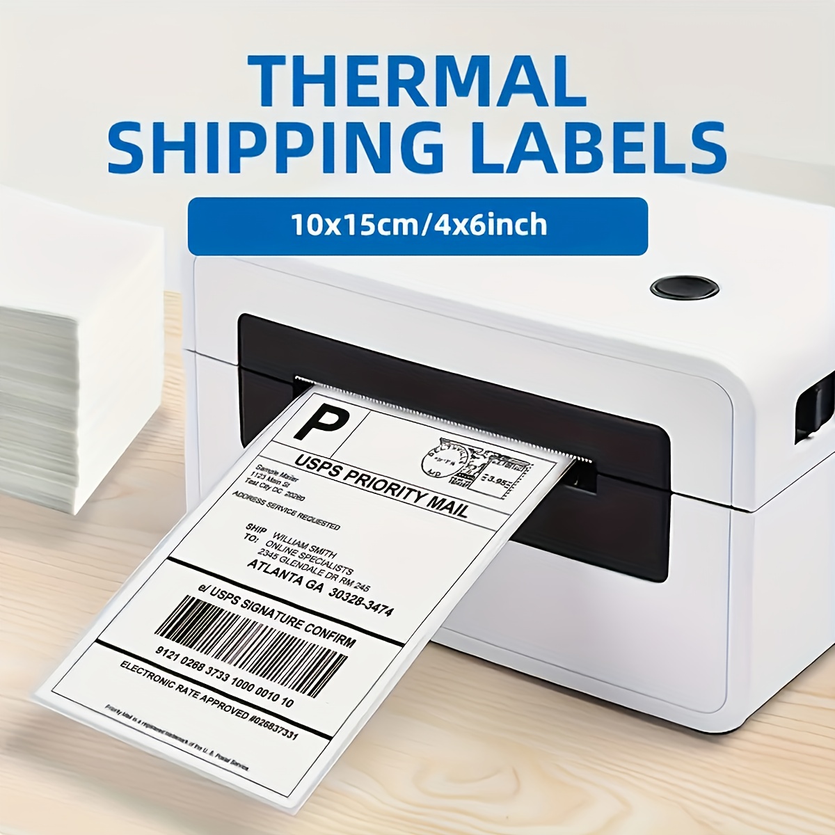 500/1000 Blatt 4''x6'' Thermo-Etikettenpapier, weiße Versandetiketten, für Thermo-Etikettendrucker, Logistiketiketten 100 x 150 mm