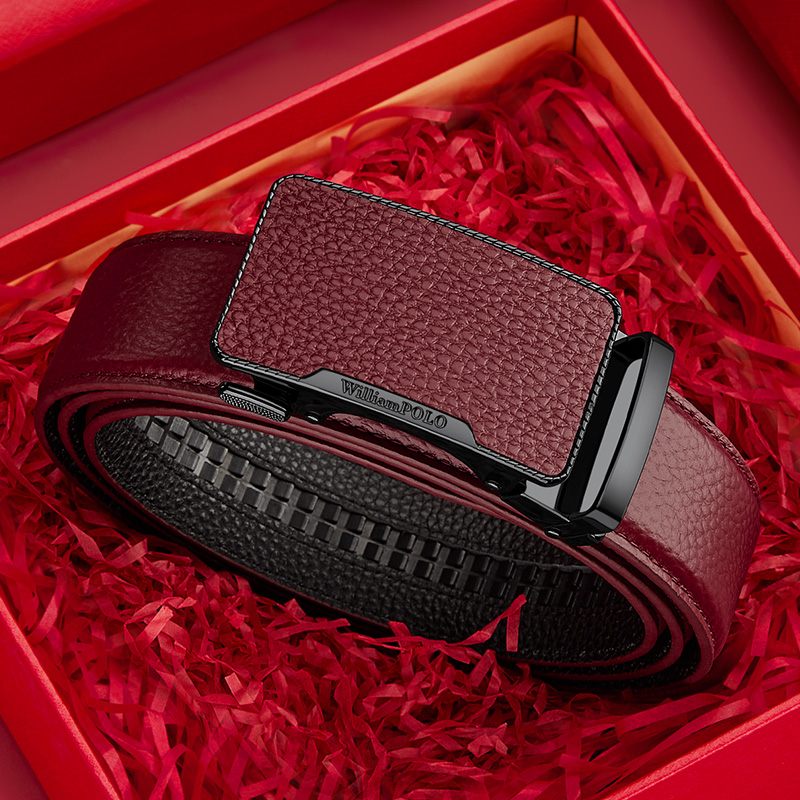 Modieuze zakelijke herenriem, leren riem met automatische gesp, gepersonaliseerde casual riem