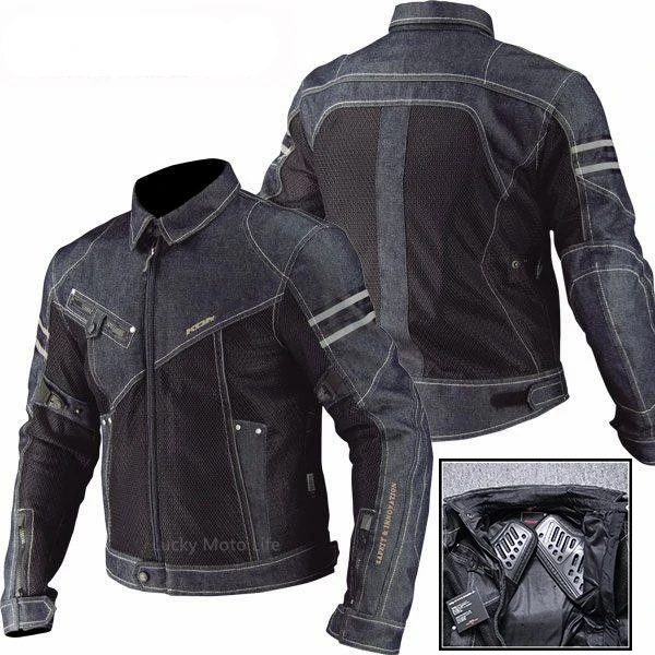 JK006 Jaqueta Primavera Respirável Denim Malha Racing Ride Roupas de alto desempenho Resistência a quedas Jaqueta de motocicleta
