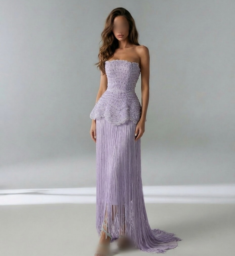 Customized Exquisite Luxury  Evening Dress Glitter Beading Strapless Straight Midi Dresses Grace Party Gown High Quality