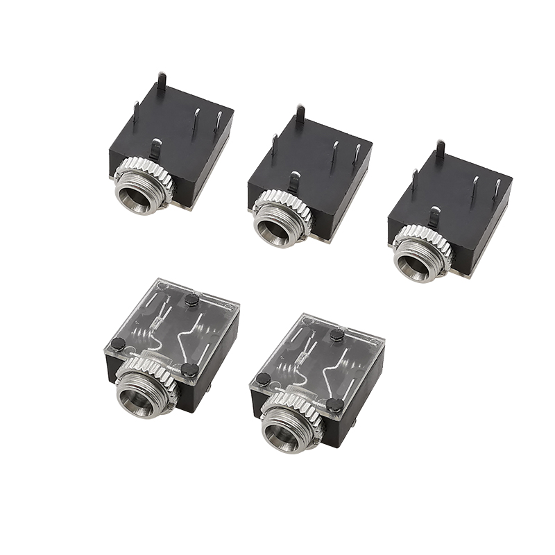 PJ-324M Conector de tomada fêmea de áudio estéreo, fone de ouvido, 3,5mm TRS Plug, 5 pinos, 3,5mm, 5 pcs
