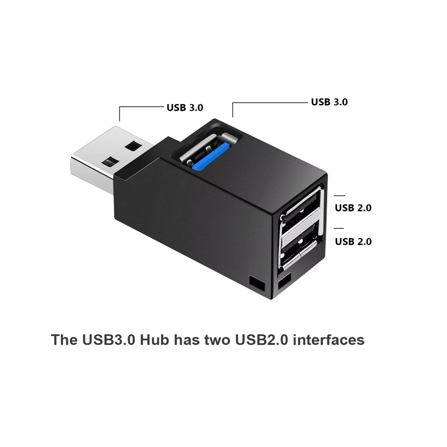 Adapter USB 3.0 HUB Rozdzielacz Mini Splitter Box 1 na 3 Porty Szybki USB 2.0 do PC Laptopa Dysk USB Czytnik Kart