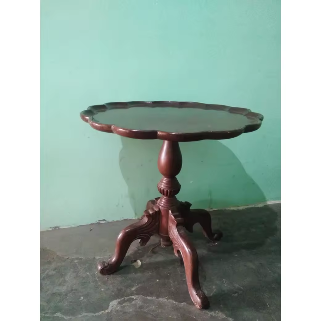 Mesa de centro de la mejor calidad, hecha de madera maciza, pulida, redonda, para sala de estar
