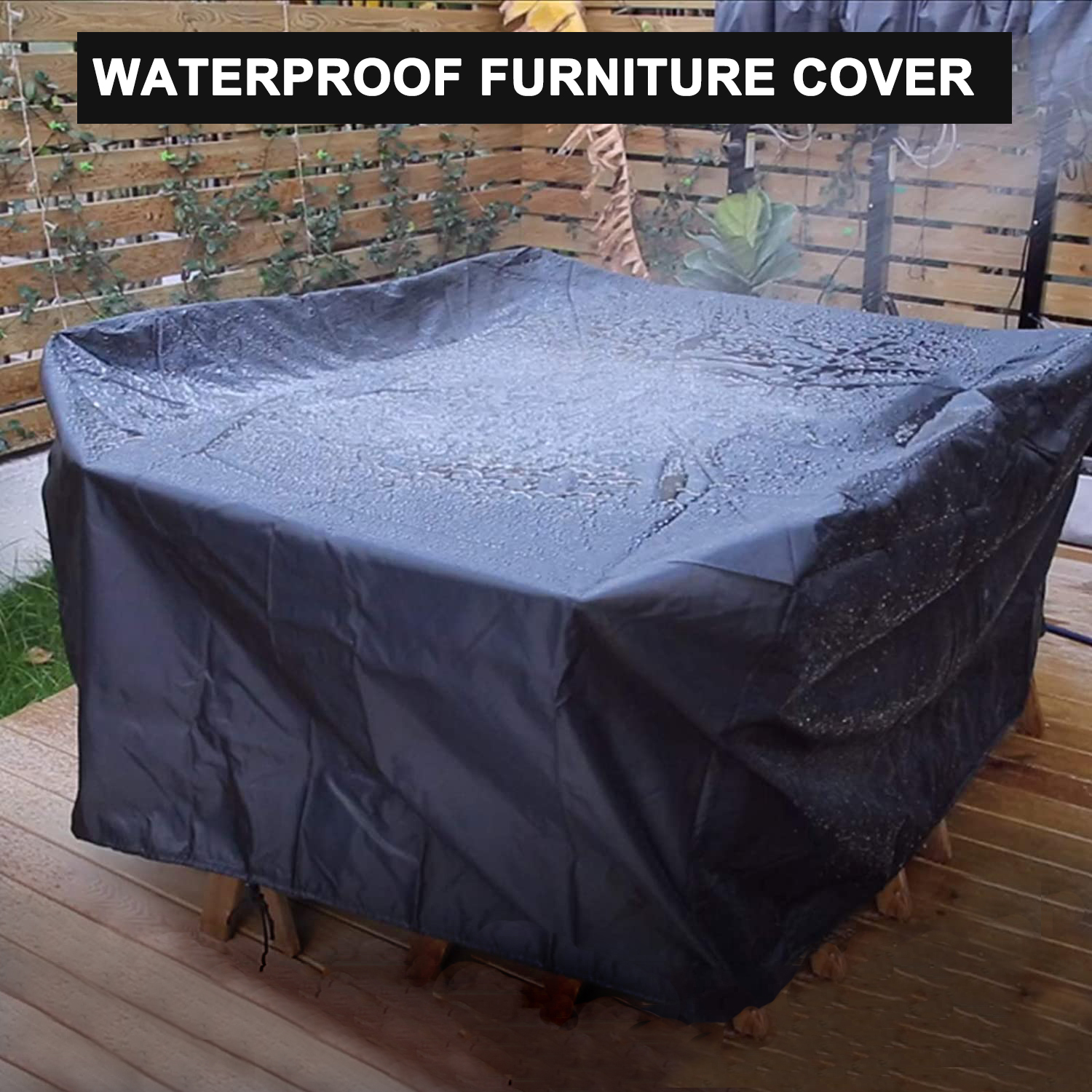 Cubierta para muebles de exterior de varios tamaños, cubierta para sofá, silla, mesa, jardín, lluvia, nieve, cubiertas antipolvo, cubierta impermeable para Patio, gris y negro