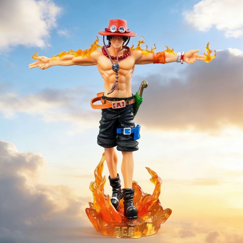Фигурка аниме персонажа Портгаса Д. Эйса из One Piece, 28 см, с подсветкой, модель статуэтки из ПВХ, рождественский подарок