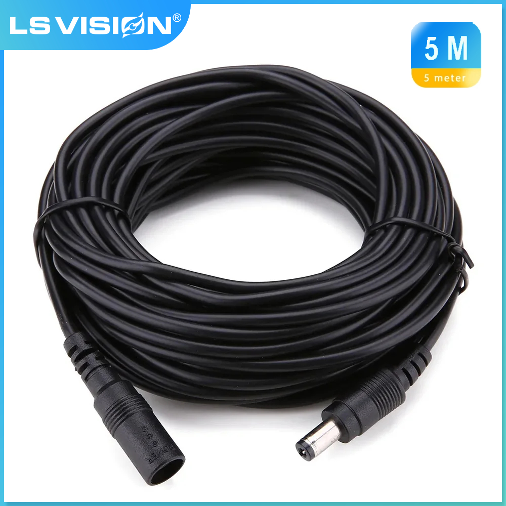 LS VISION DC 12 В удлинитель питания 5 м/16,5 футов разъем для 5,5x2,1 мм удлинитель кабеля для камеры видеонаблюдения удлинитель