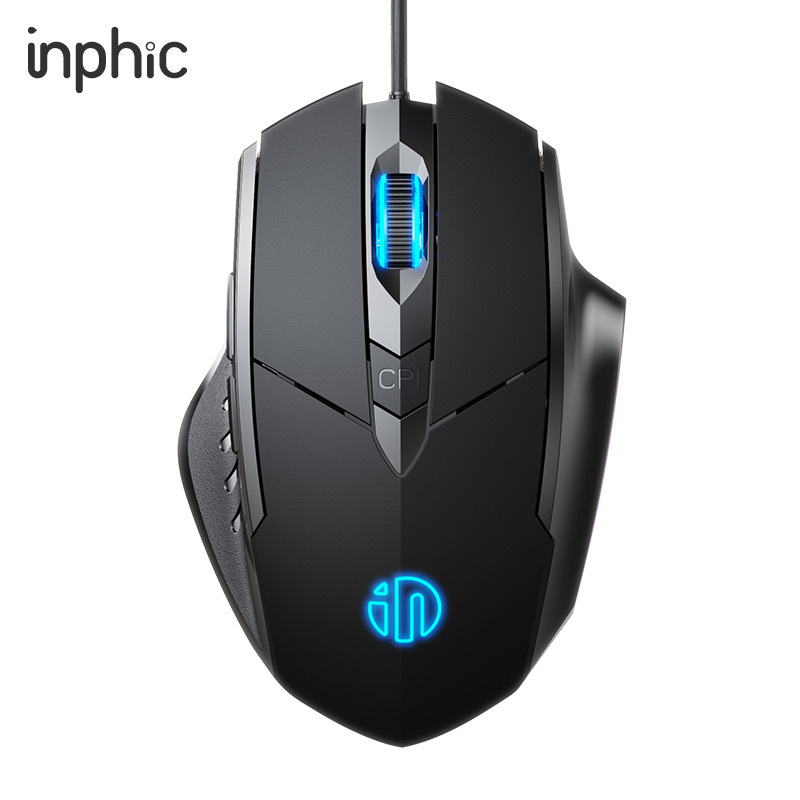 Ratón Inphic W1 con Cable, Ratón para Juegos Esports, Ratón Silencioso para Oficina, Tres y Seis Teclas Opcionales