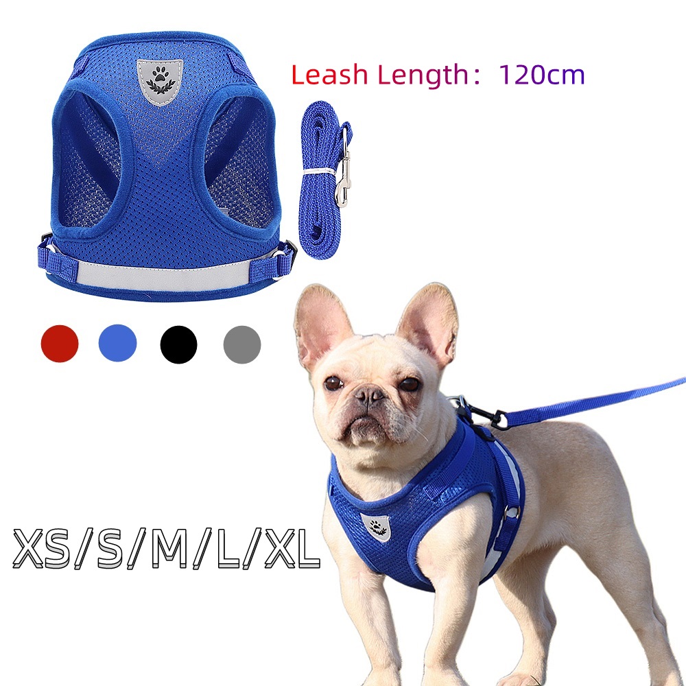 Conjunto de arnês e coleira para cães de qualidade, acessórios para cães pequenos, coleira para cães, buldogue francês, pug, suprimentos médios para animais de estimação