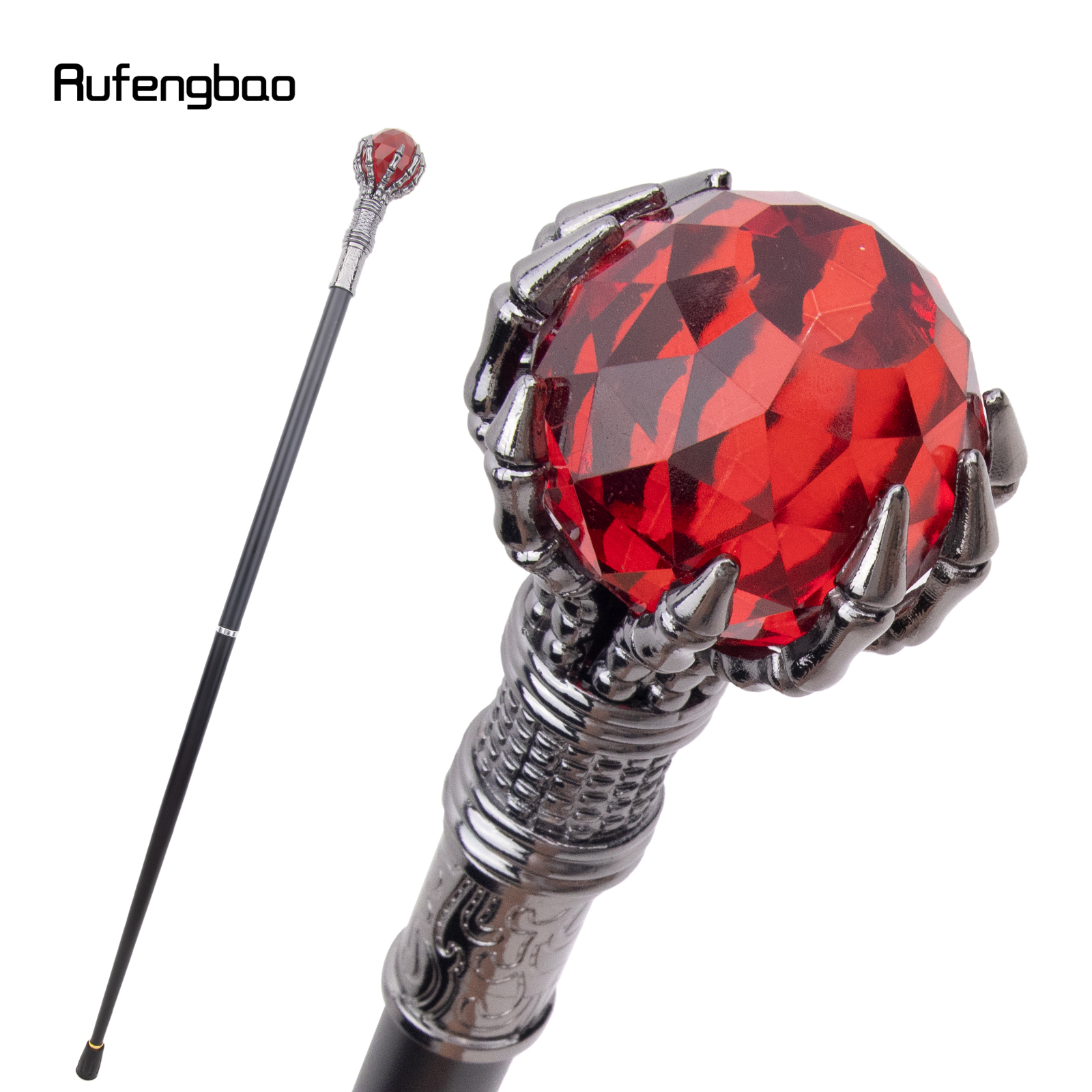 Rode Glazen Bal Steampunk Riet Mode Decoratieve Stok Gentleman Luxe Crosier Knop Wandelstok 93cm