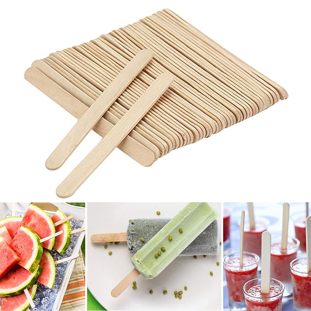 50 Uds. De palitos para helado, accesorios de molde, palitos de madera Natural, cuchara para helado, manualidades a mano, herramientas artísticas para pastel de paleta de helado